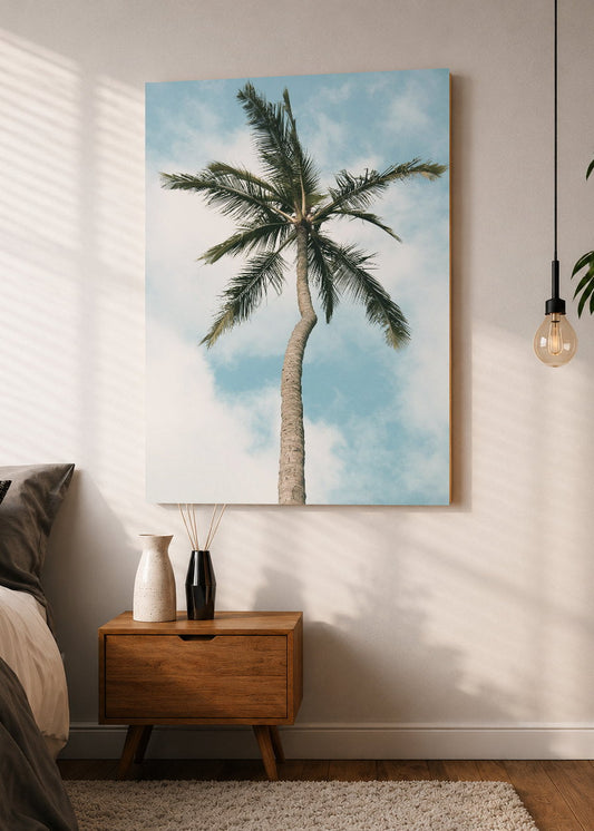 Cuadro Decorativo Mural Sin Marco 5mm - Playa, Palmera Sola Cielo
