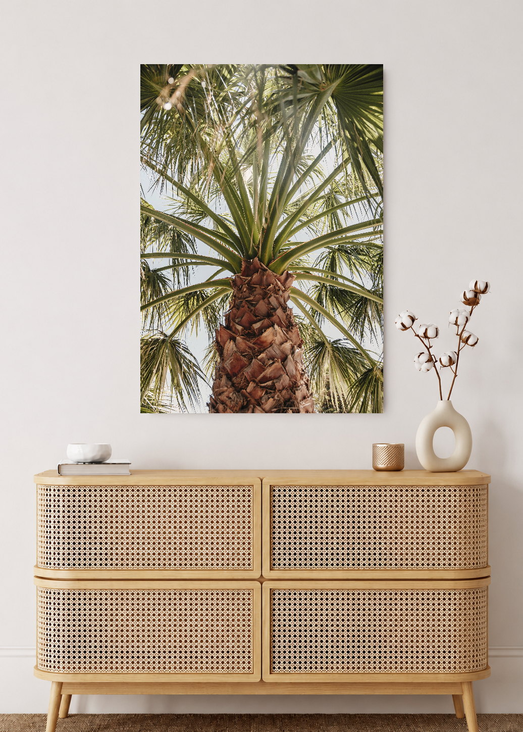 Cuadro Decorativo Mural Sin Marco 5mm - Playa, Palmera Tronco Verde