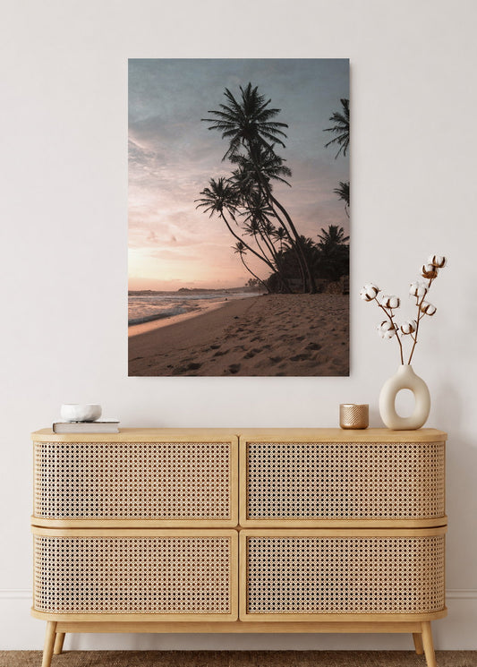 Cuadro Decorativo Mural Sin Marco 5mm - Playa, Palmeras Arena Crepúsculo