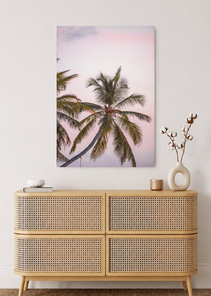 Cuadro Decorativo Mural Sin Marco 5mm - Playa, Palmeras Cielo Rosa