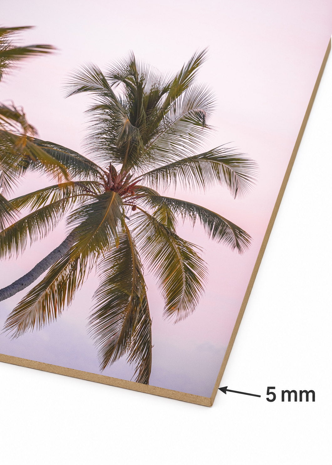 Cuadro Decorativo Mural Sin Marco 5mm - Playa, Palmeras Cielo Rosa