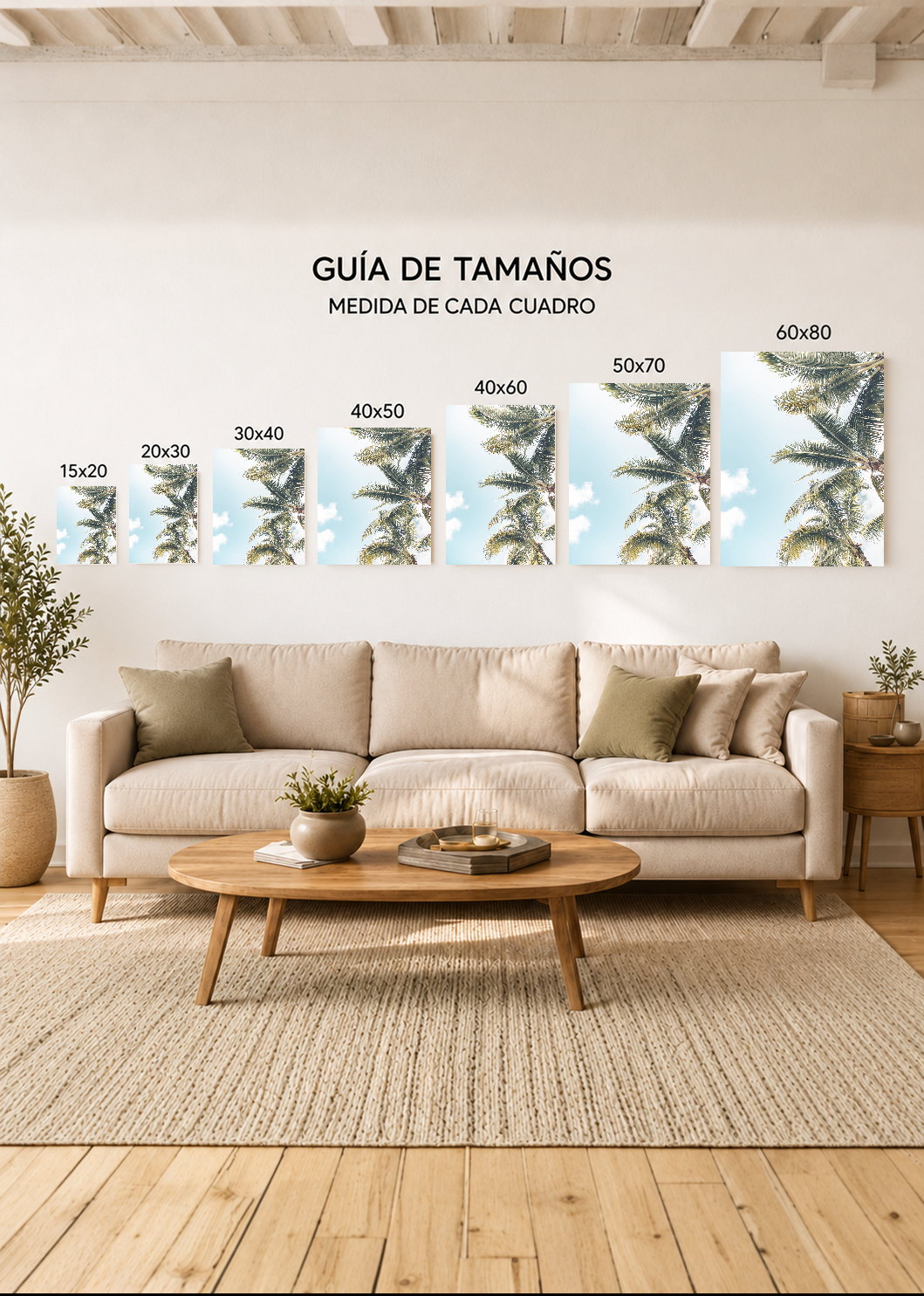 Cuadro Decorativo Mural Sin Marco 5mm - Playa, Palmeras Contrapicado
