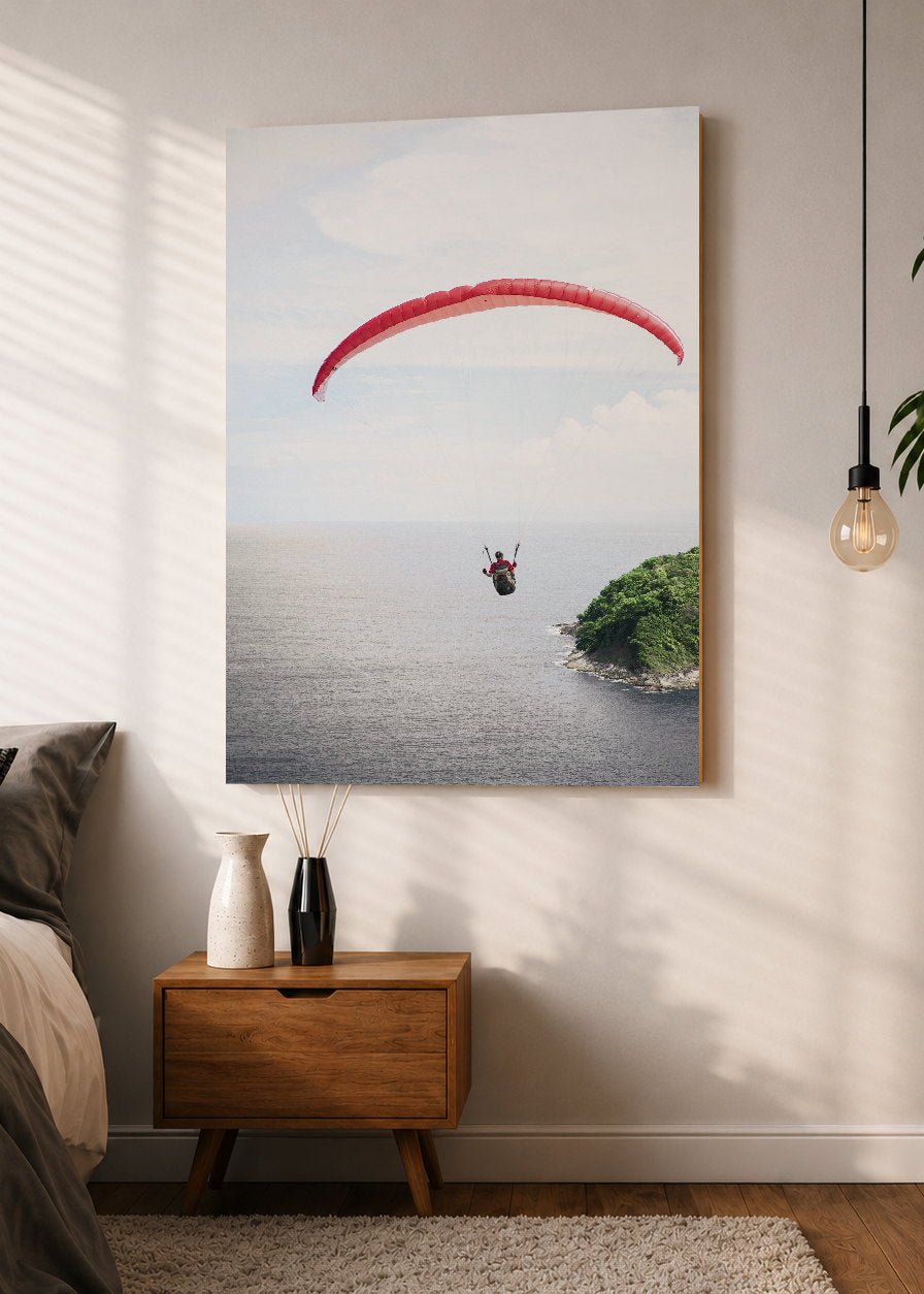 Cuadro Decorativo Mural Sin Marco 5mm - Playa, Parapente Rojo Mar