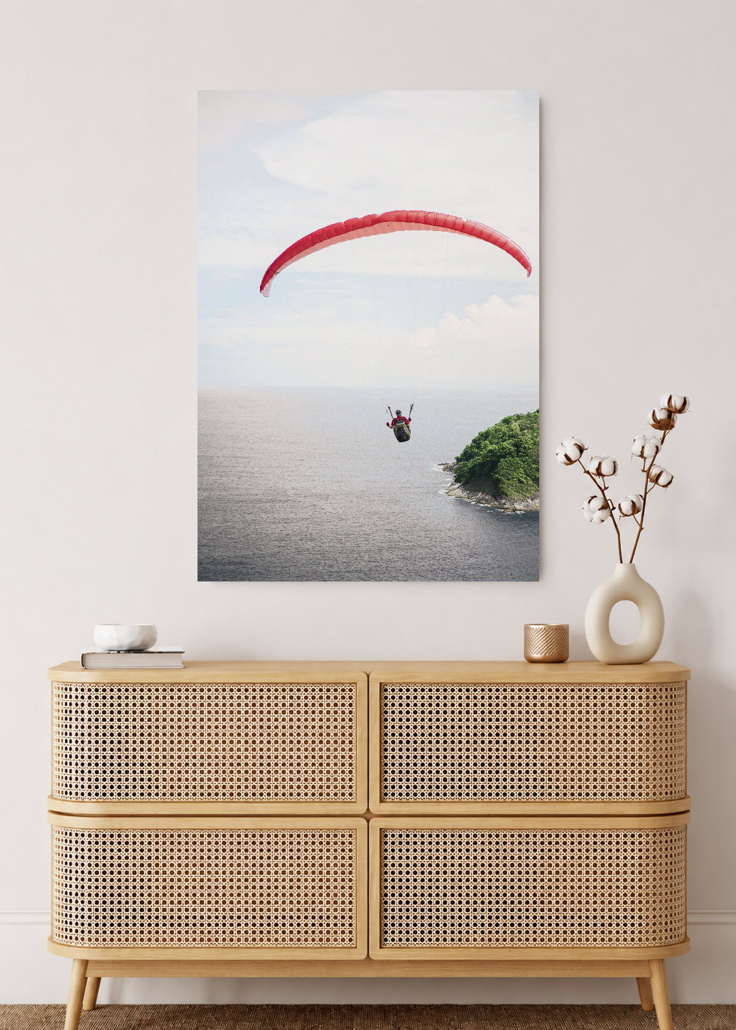 Cuadro Decorativo Mural Sin Marco 5mm - Playa, Parapente Rojo Mar
