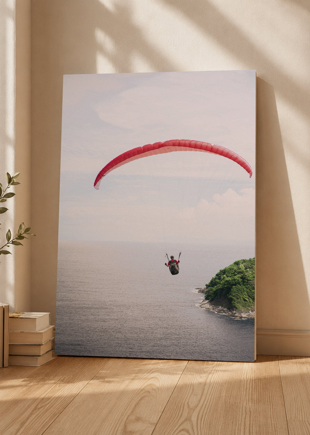 Cuadro Decorativo Mural Sin Marco 5mm - Playa, Parapente Rojo Mar