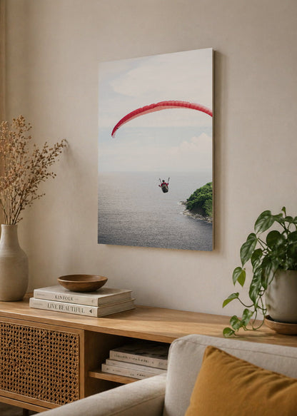 Cuadro Decorativo Mural Sin Marco 5mm - Playa, Parapente Rojo Mar