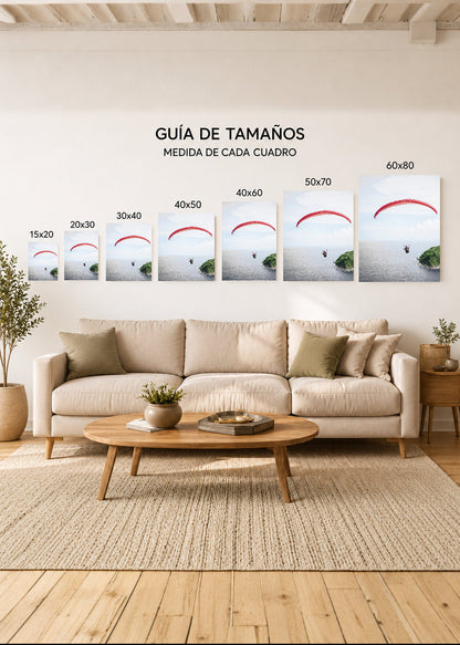 Cuadro Decorativo Mural Sin Marco 5mm - Playa, Parapente Rojo Mar