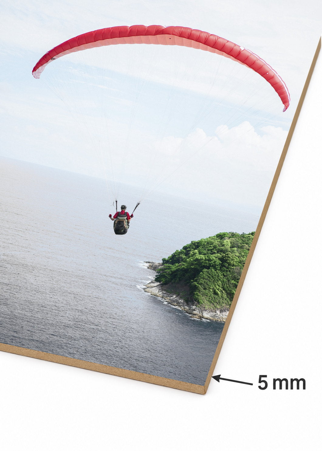 Cuadro Decorativo Mural Sin Marco 5mm - Playa, Parapente Rojo Mar