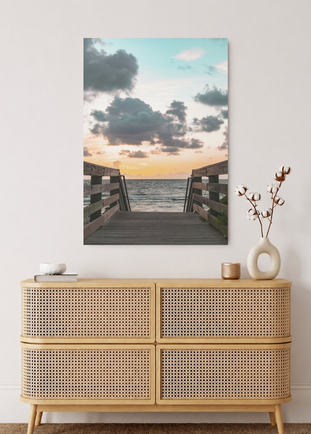 Cuadro Decorativo Mural Sin Marco 5mm - Playa, Pasarela Atardecer