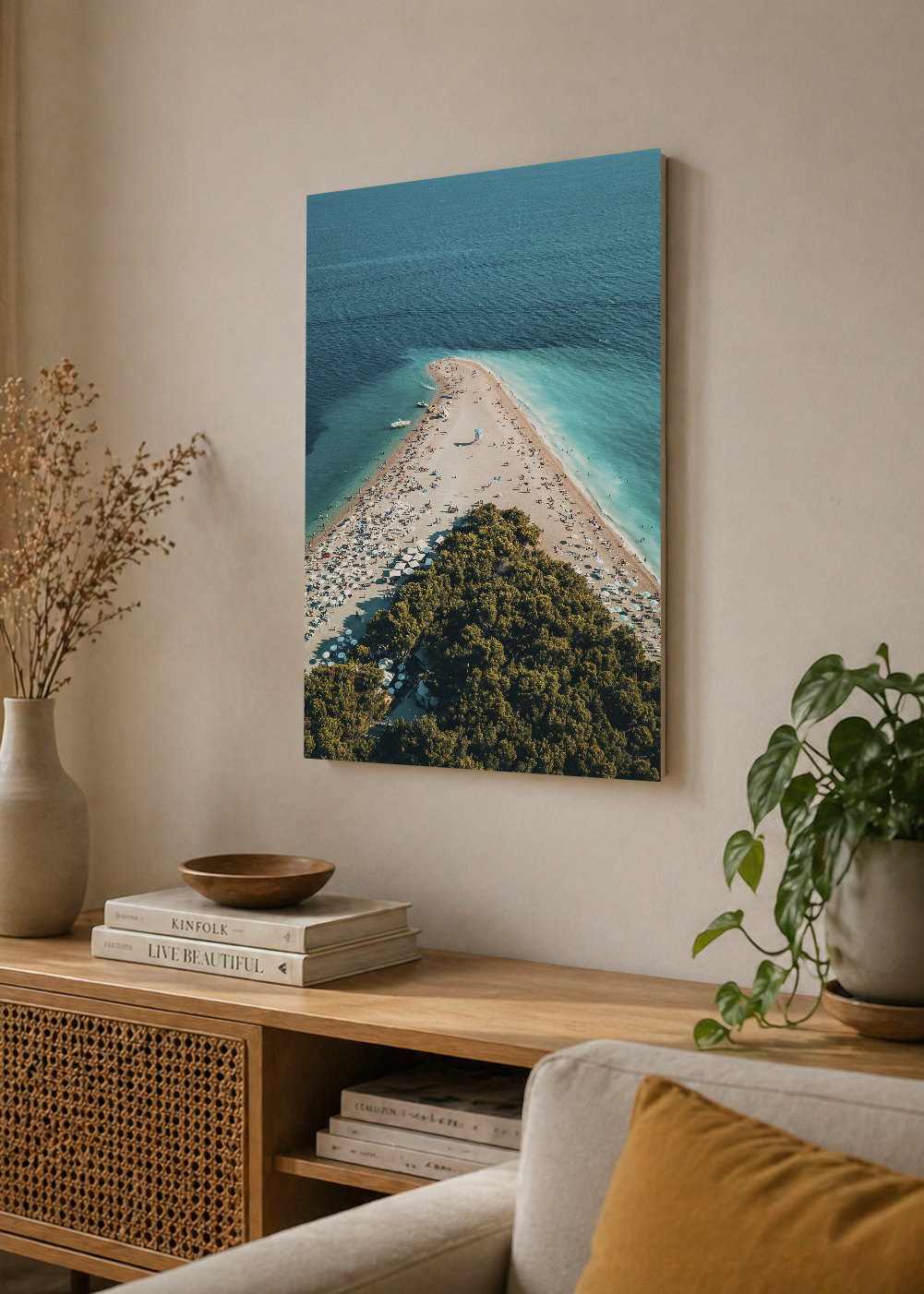 Cuadro Decorativo Mural Sin Marco 5mm - Playa, Península Aérea Turquesa
