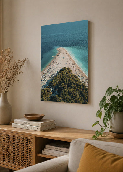 Cuadro Decorativo Mural Sin Marco 5mm - Playa, Península Aérea Turquesa