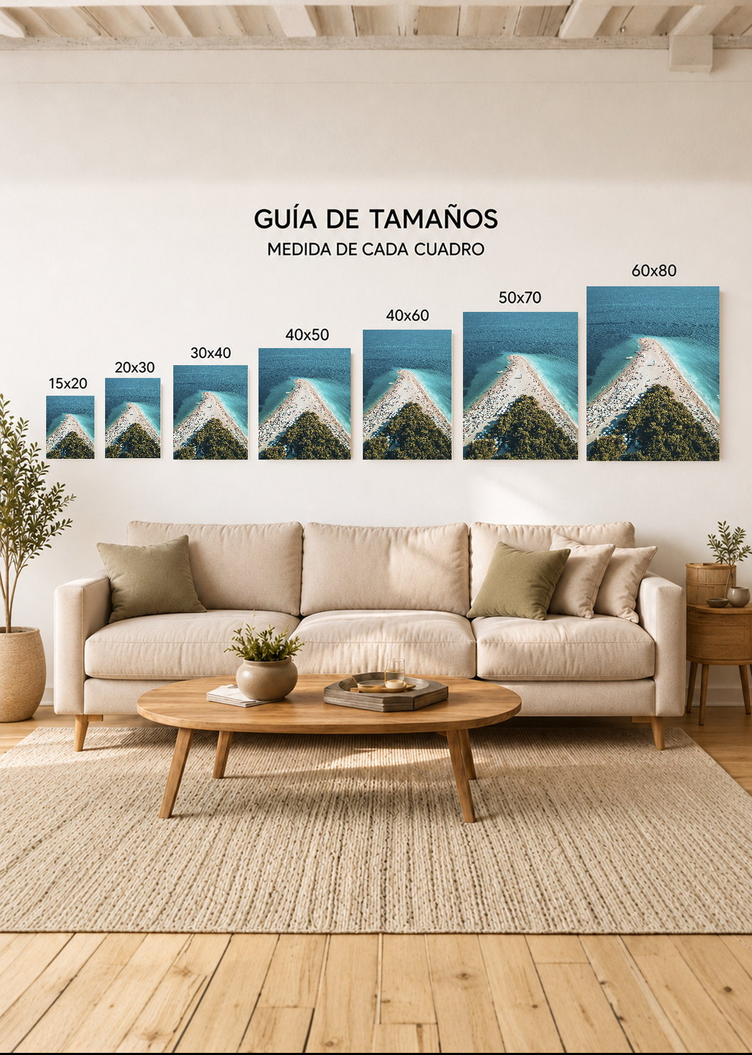 Cuadro Decorativo Mural Sin Marco 5mm - Playa, Península Aérea Turquesa