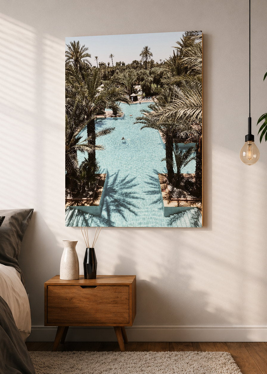 Cuadro Decorativo Mural Sin Marco 5mm - Playa, Pileta Oasis Palmeras