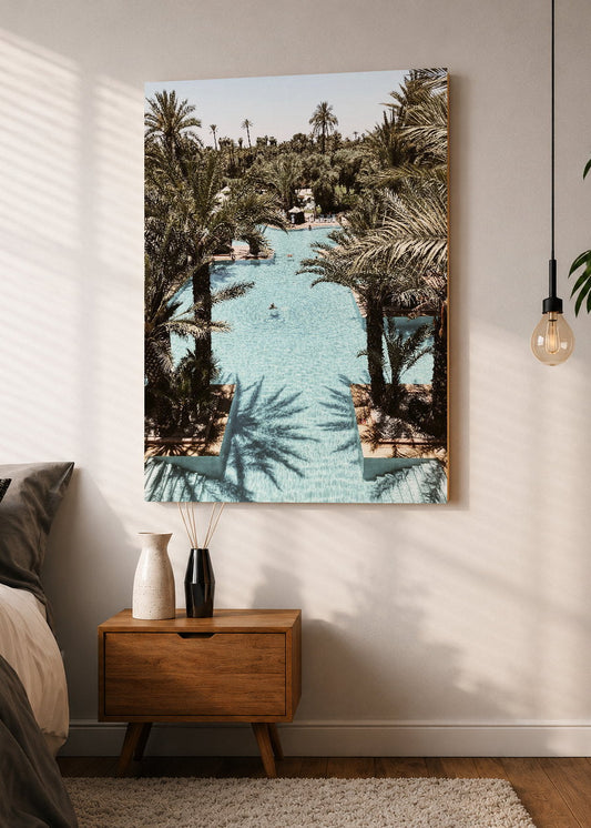 Cuadro Decorativo Mural Sin Marco 5mm - Playa, Pileta Oasis Palmeras
