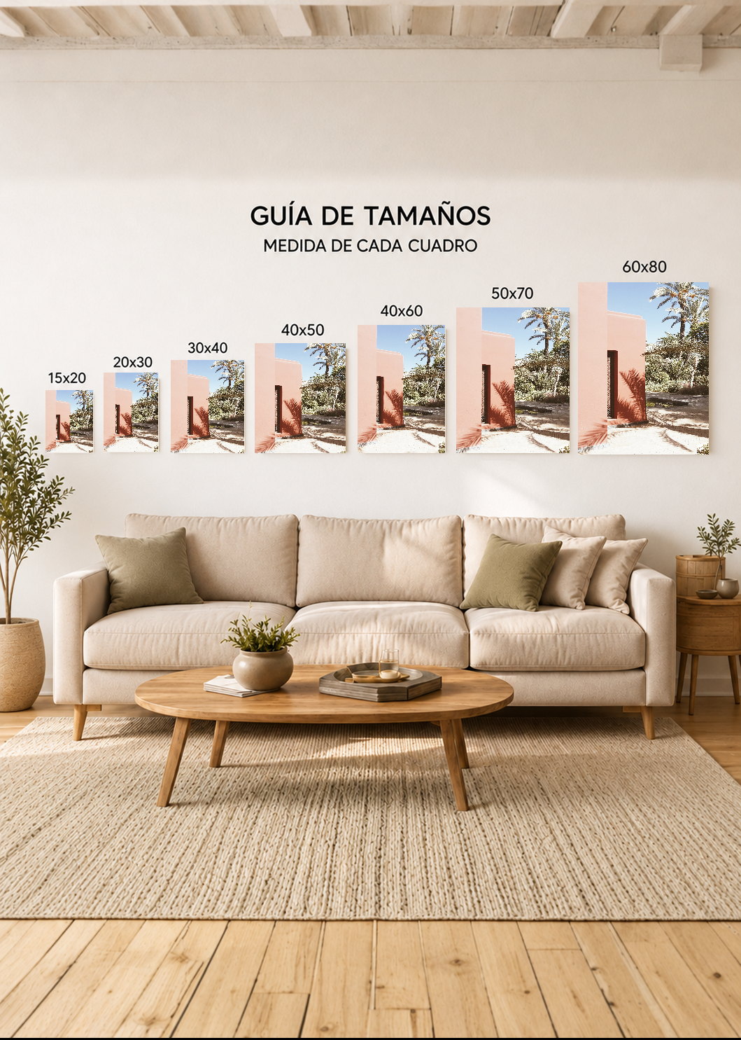 Cuadro Decorativo Mural Sin Marco 5mm - Playa, Portal Terracota Palmera