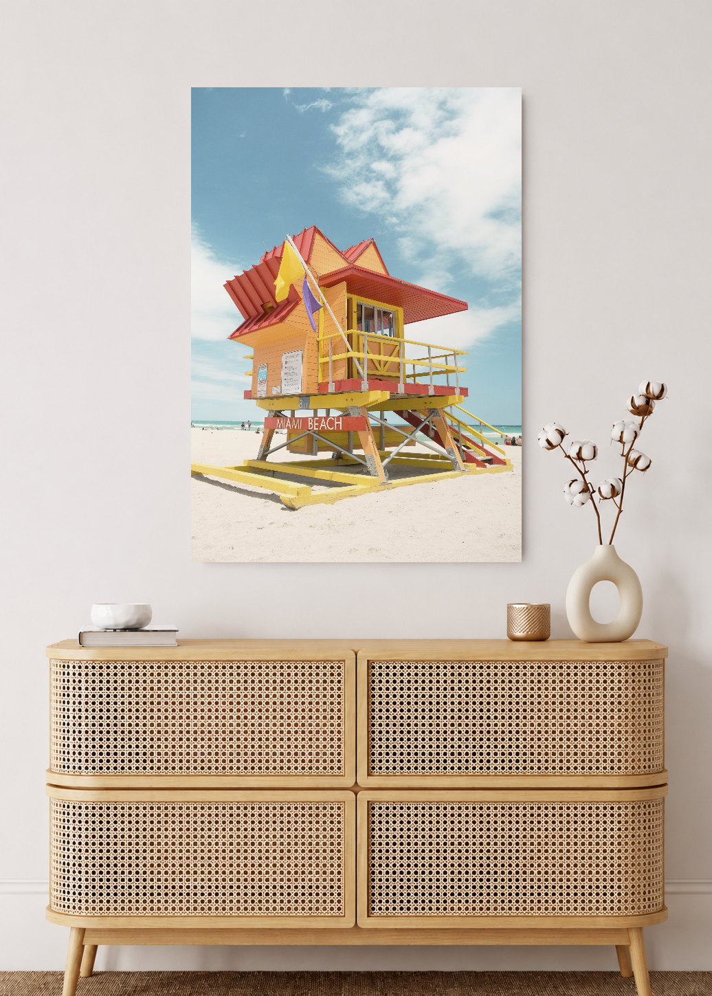 Cuadro Decorativo Mural Sin Marco 5mm - Playa, Puesto Guardavidas Amarillo