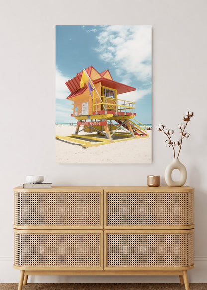 Cuadro Decorativo Mural Sin Marco 5mm - Playa, Puesto Guardavidas Amarillo
