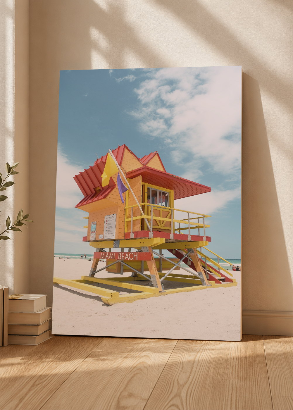 Cuadro Decorativo Mural Sin Marco 5mm - Playa, Puesto Guardavidas Amarillo