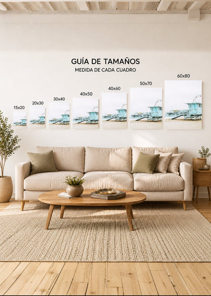 Cuadro Decorativo Mural Sin Marco 5mm - Playa, Puesto Guardavidas Celeste