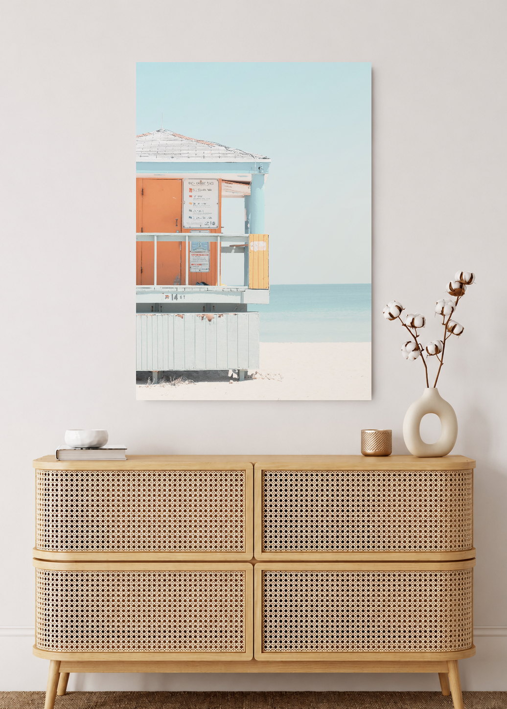 Cuadro Decorativo Mural Sin Marco 5mm - Playa, Puesto Guardavidas Naranja