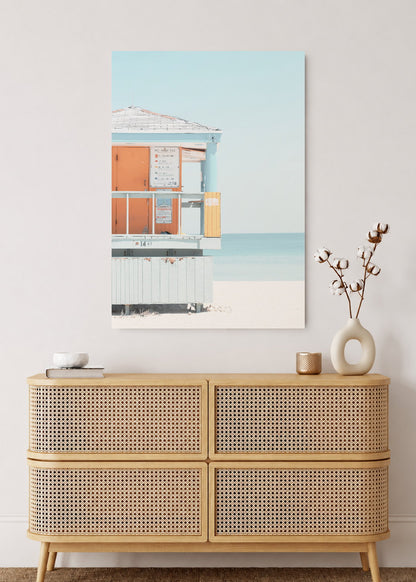 Cuadro Decorativo Mural Sin Marco 5mm - Playa, Puesto Guardavidas Naranja