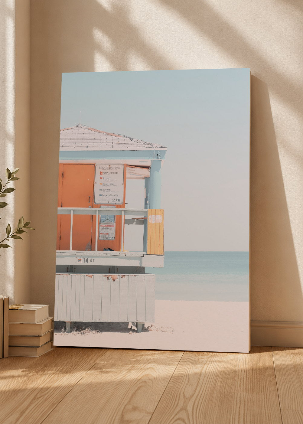Cuadro Decorativo Mural Sin Marco 5mm - Playa, Puesto Guardavidas Naranja