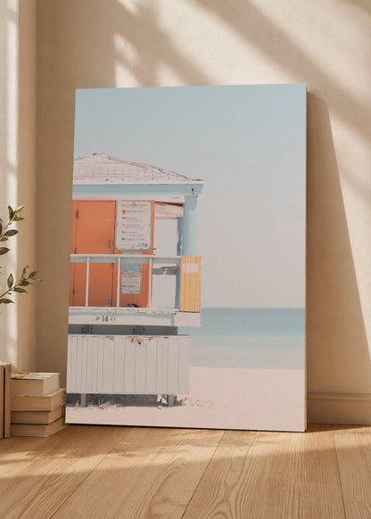 Cuadro Decorativo Mural Sin Marco 5mm - Playa, Puesto Guardavidas Naranja