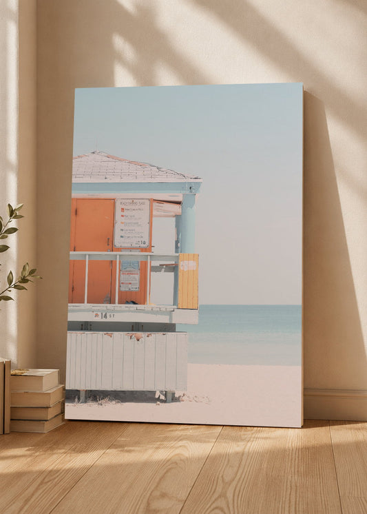 Cuadro Decorativo Mural Sin Marco 5mm - Playa, Puesto Guardavidas Naranja