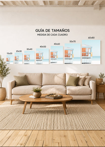 Cuadro Decorativo Mural Sin Marco 5mm - Playa, Puesto Guardavidas Naranja