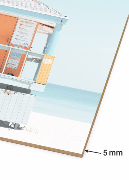 Cuadro Decorativo Mural Sin Marco 5mm - Playa, Puesto Guardavidas Naranja