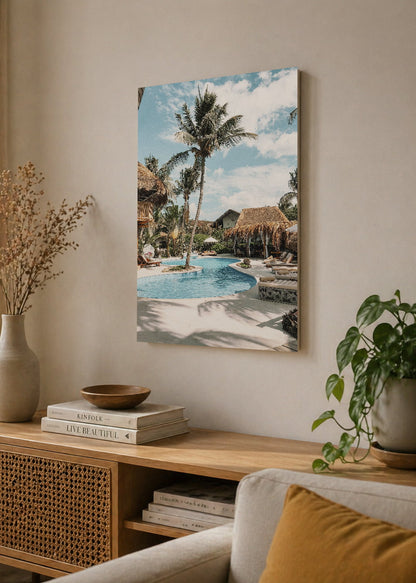 Cuadro Decorativo Mural Sin Marco 5mm - Playa, Resort Pileta Palmeras