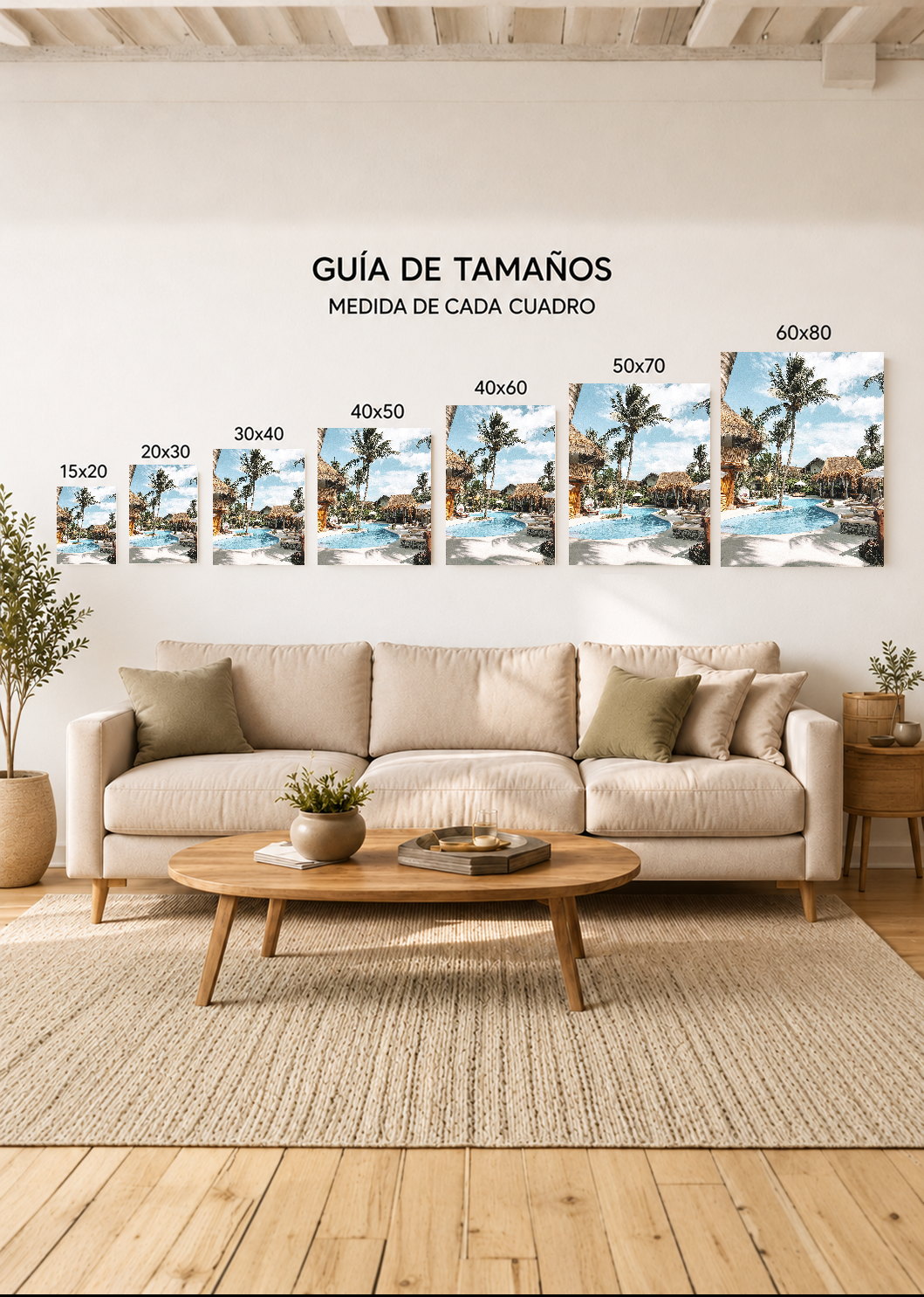 Cuadro Decorativo Mural Sin Marco 5mm - Playa, Resort Pileta Palmeras