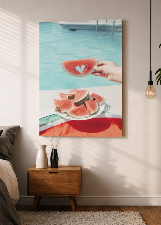 Cuadro Decorativo Mural Sin Marco 5mm - Playa, Sandía Pileta Corazón