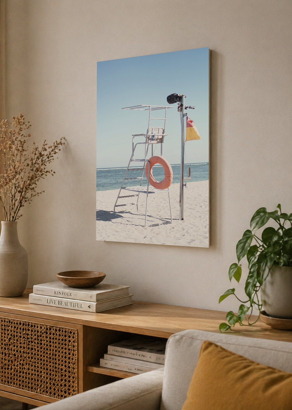 Cuadro Decorativo Mural Sin Marco 5mm - Playa, Silla Guardavidas Salvavidas
