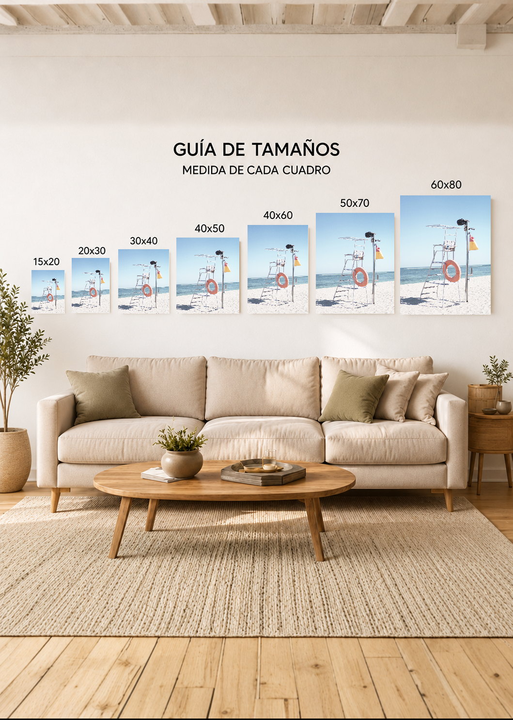 Cuadro Decorativo Mural Sin Marco 5mm - Playa, Silla Guardavidas Salvavidas