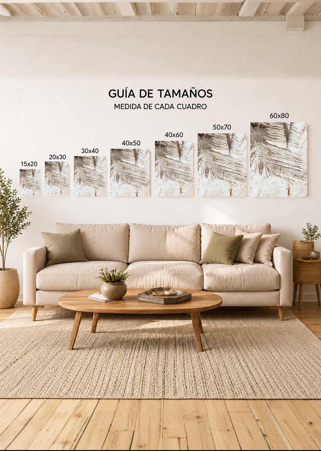 Cuadro Decorativo Mural Sin Marco 5mm - Playa, Sombra Palmera Arena