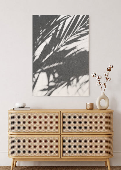 Cuadro Decorativo Mural Sin Marco 5mm - Playa, Sombra Palmera Blanco Negro