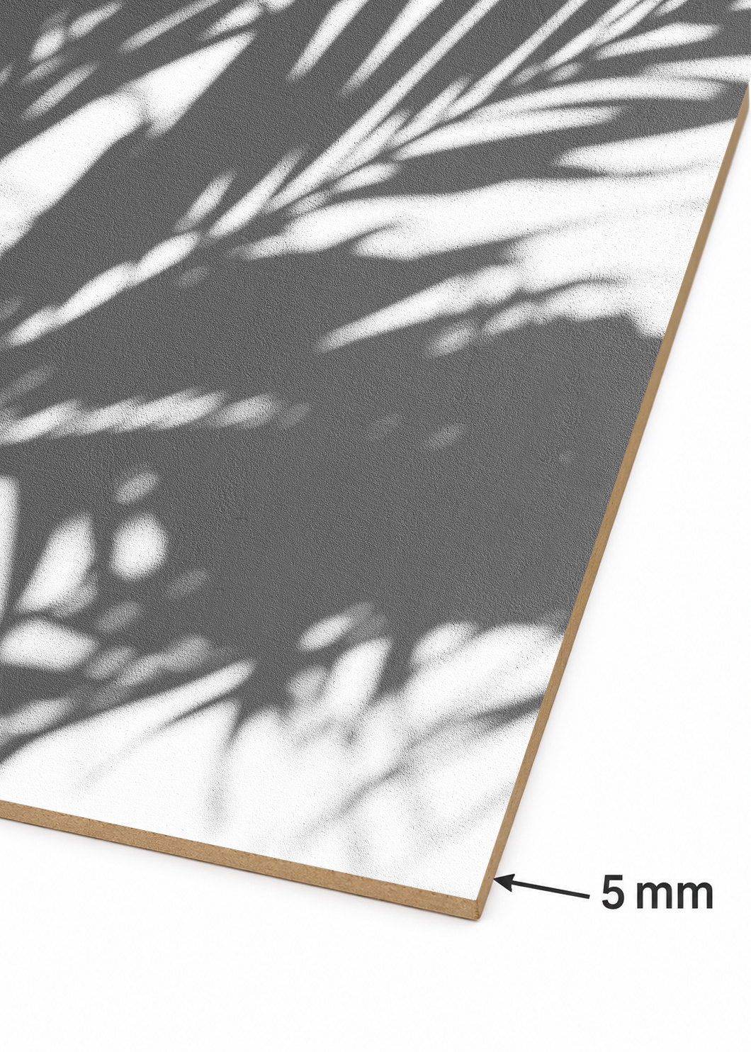 Cuadro Decorativo Mural Sin Marco 5mm - Playa, Sombra Palmera Blanco Negro