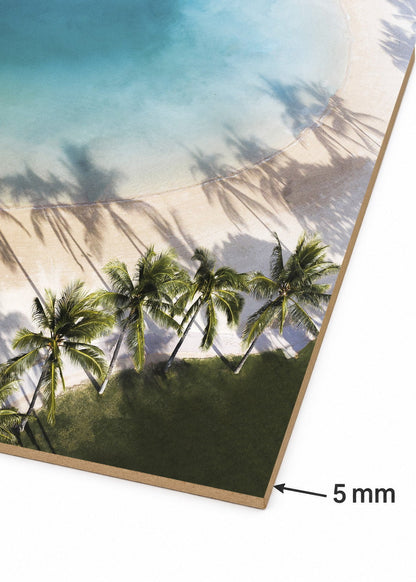 Cuadro Decorativo Mural Sin Marco 5mm - Playa, Sombras Palmeras Aérea