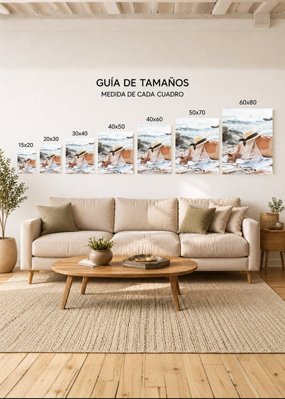 Cuadro Decorativo Mural Sin Marco 5mm - Playa, Sombrero Canasta Orilla