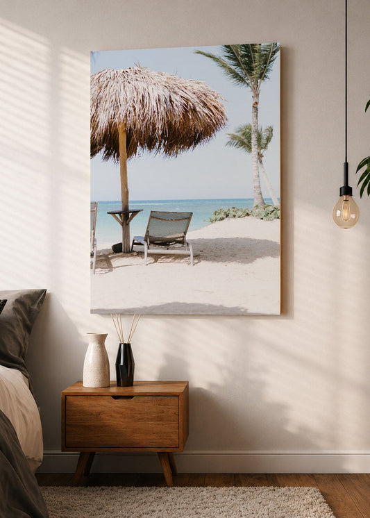 Cuadro Decorativo Mural Sin Marco 5mm - Playa, Sombrilla Paja Reposera