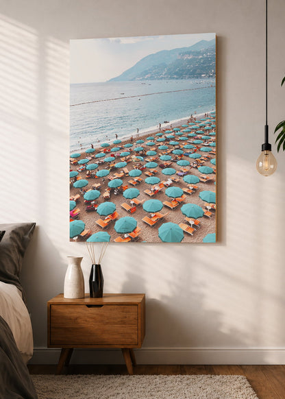 Cuadro Decorativo Mural Sin Marco 5mm - Playa, Sombrillas Turquesa Aérea