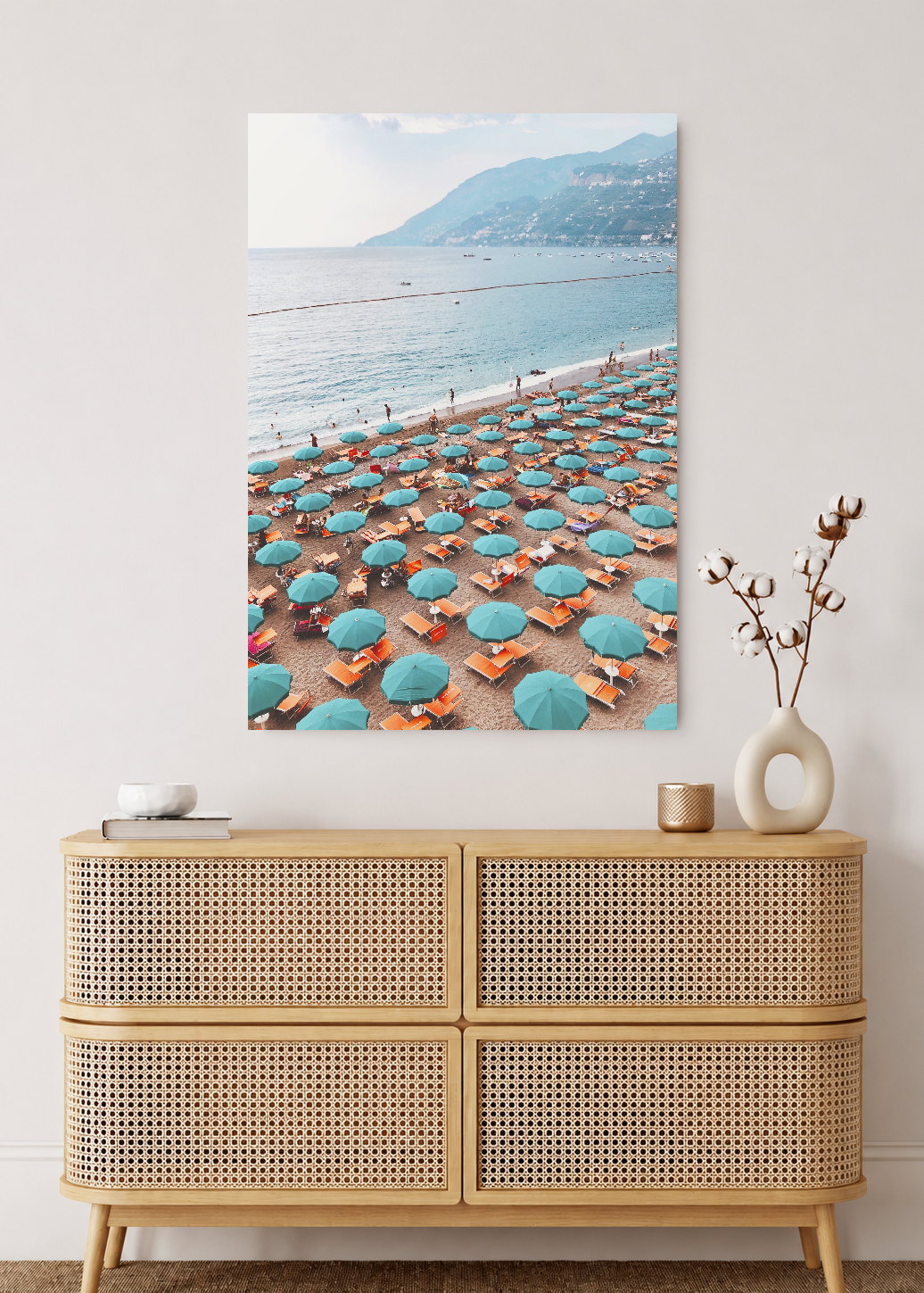 Cuadro Decorativo Mural Sin Marco 5mm - Playa, Sombrillas Turquesa Aérea