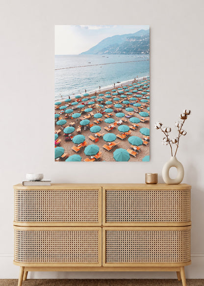 Cuadro Decorativo Mural Sin Marco 5mm - Playa, Sombrillas Turquesa Aérea