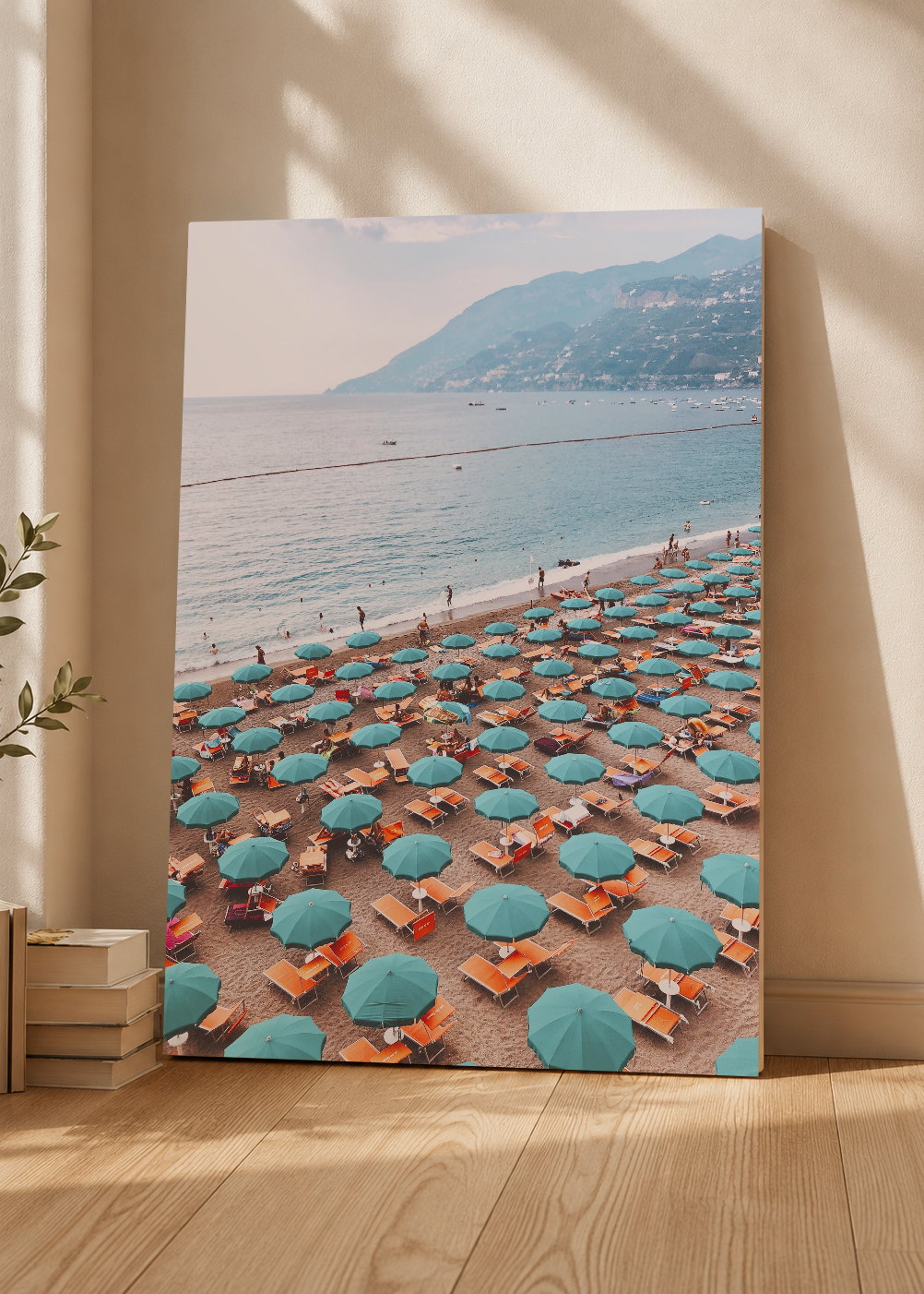 Cuadro Decorativo Mural Sin Marco 5mm - Playa, Sombrillas Turquesa Aérea
