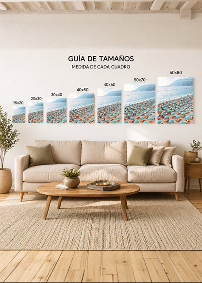 Cuadro Decorativo Mural Sin Marco 5mm - Playa, Sombrillas Turquesa Aérea