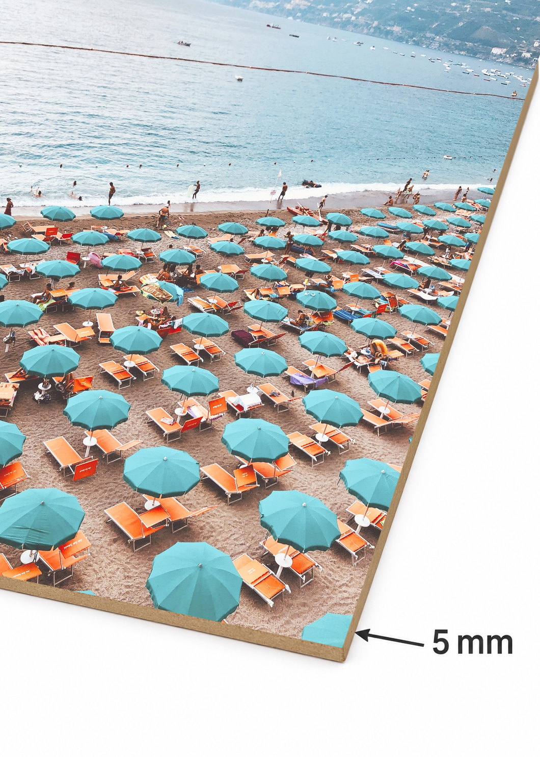 Cuadro Decorativo Mural Sin Marco 5mm - Playa, Sombrillas Turquesa Aérea