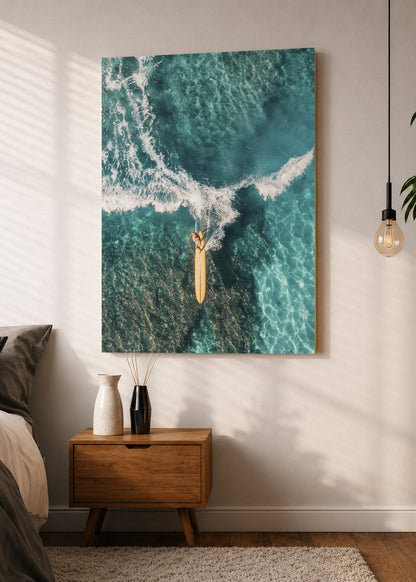 Cuadro Decorativo Mural Sin Marco 5mm - Playa, Surfista Aéreo Ola Turquesa