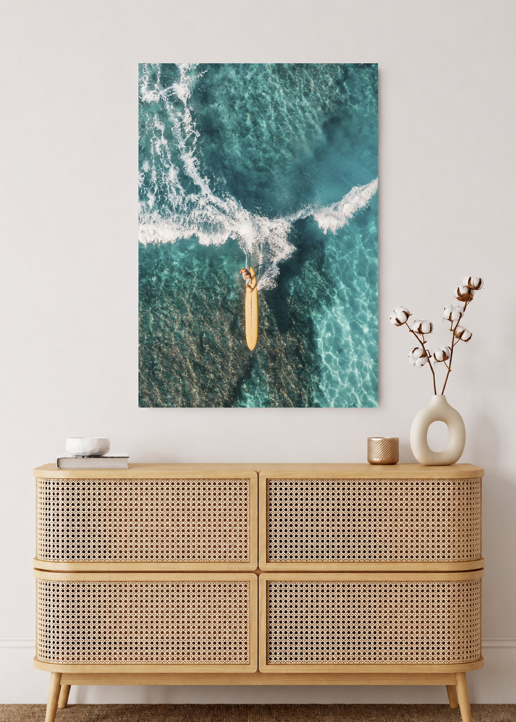 Cuadro Decorativo Mural Sin Marco 5mm - Playa, Surfista Aéreo Ola Turquesa