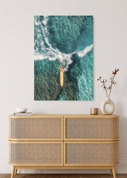 Cuadro Decorativo Mural Sin Marco 5mm - Playa, Surfista Aéreo Ola Turquesa